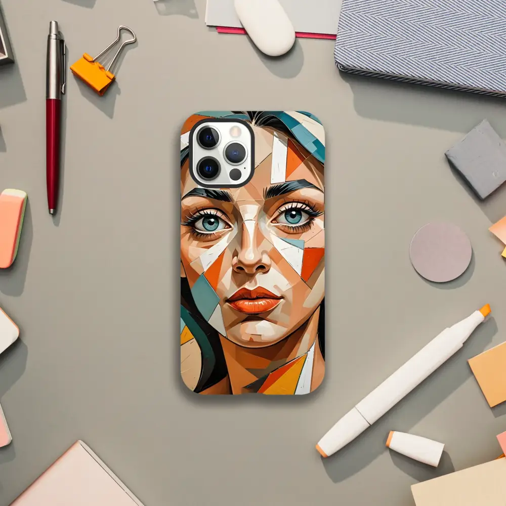 IPhone Tough Case with geometric woman’s face design from PixiOnyx Artistic Armor