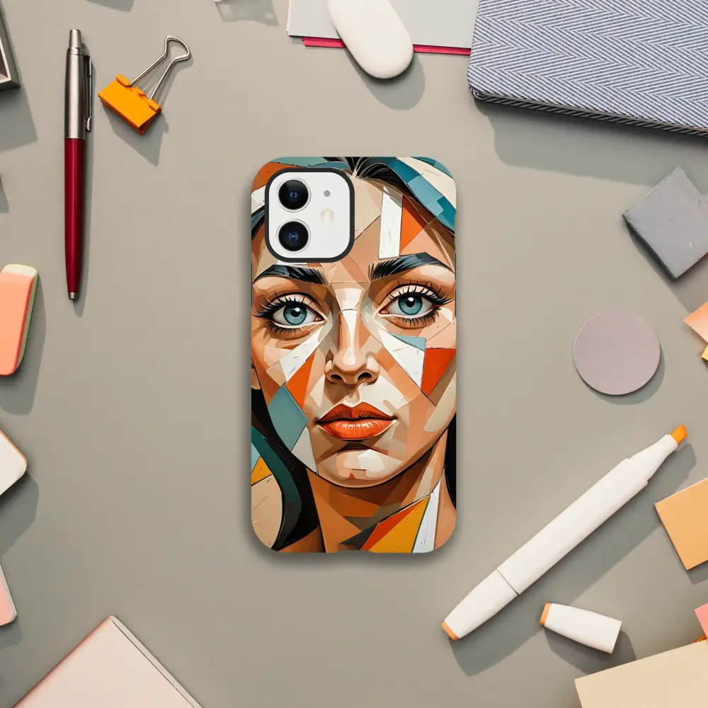 IPhone Tough Case Prismatic Portrait with Geometric Woman’s Face by PixiOnyx