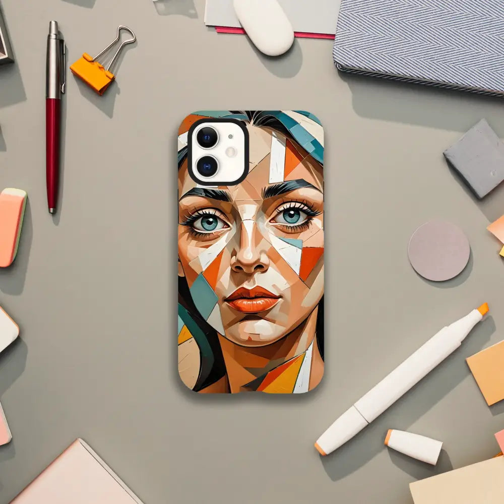IPhone Tough Case with geometric prismatic portrait design from PixiOnyx Artistic Armor