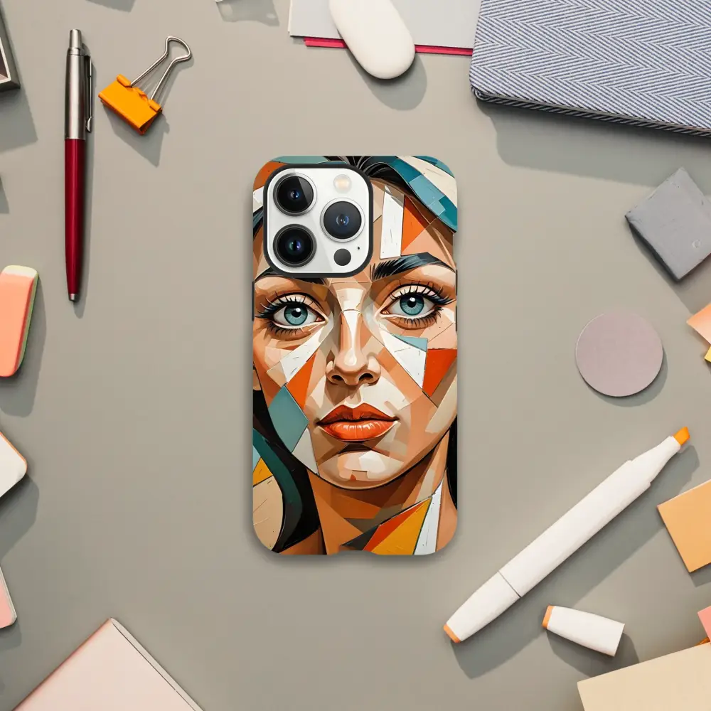 IPhone Tough Case Prismatic Portrait with geometric woman’s face artwork