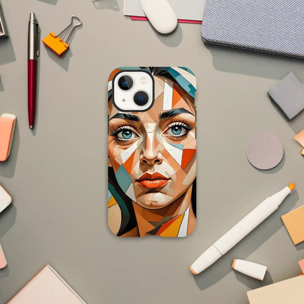 IPhone Tough Case Prismatic Portrait with geometric woman’s face design