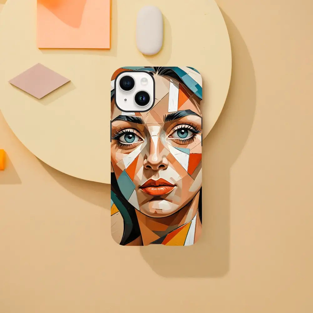 IPhone Tough Case Prismatic Portrait with Geometric Woman’s Face Design