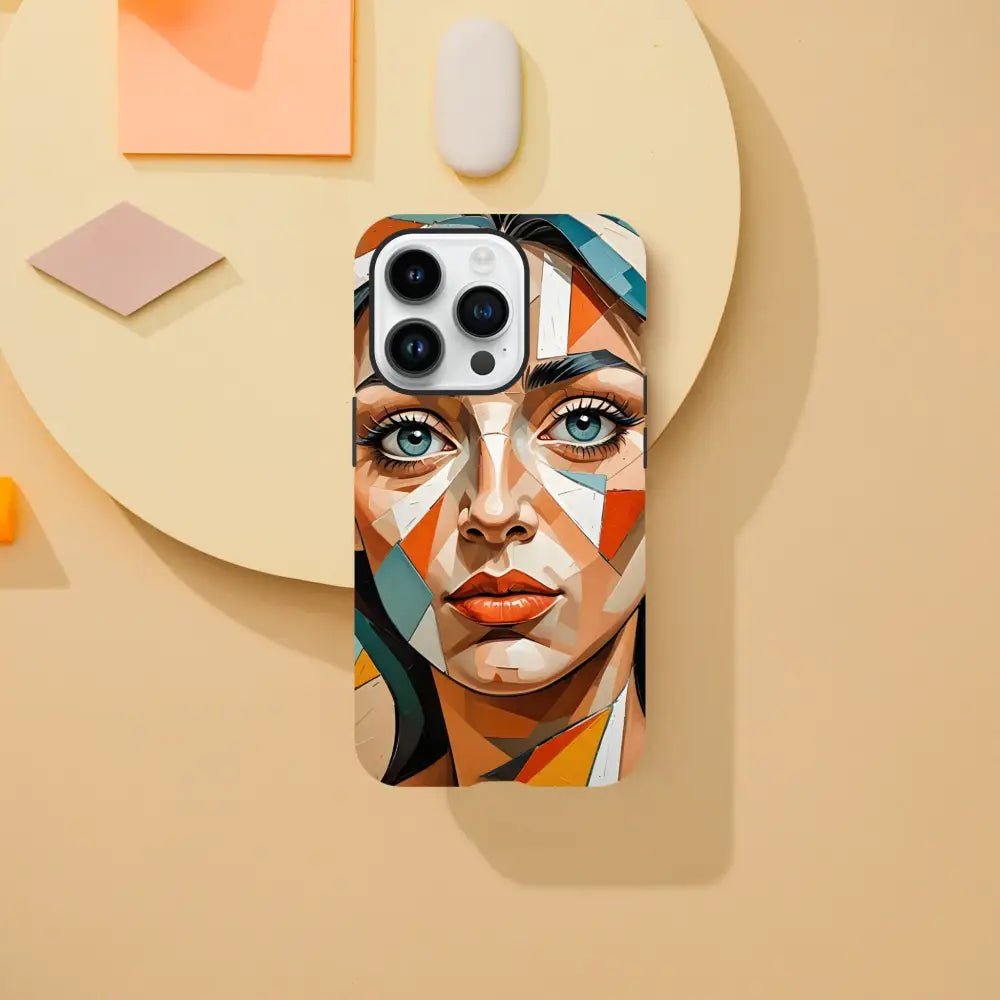 IPhone Tough Case with geometric woman’s face design from PixiOnyx Artistic Armor