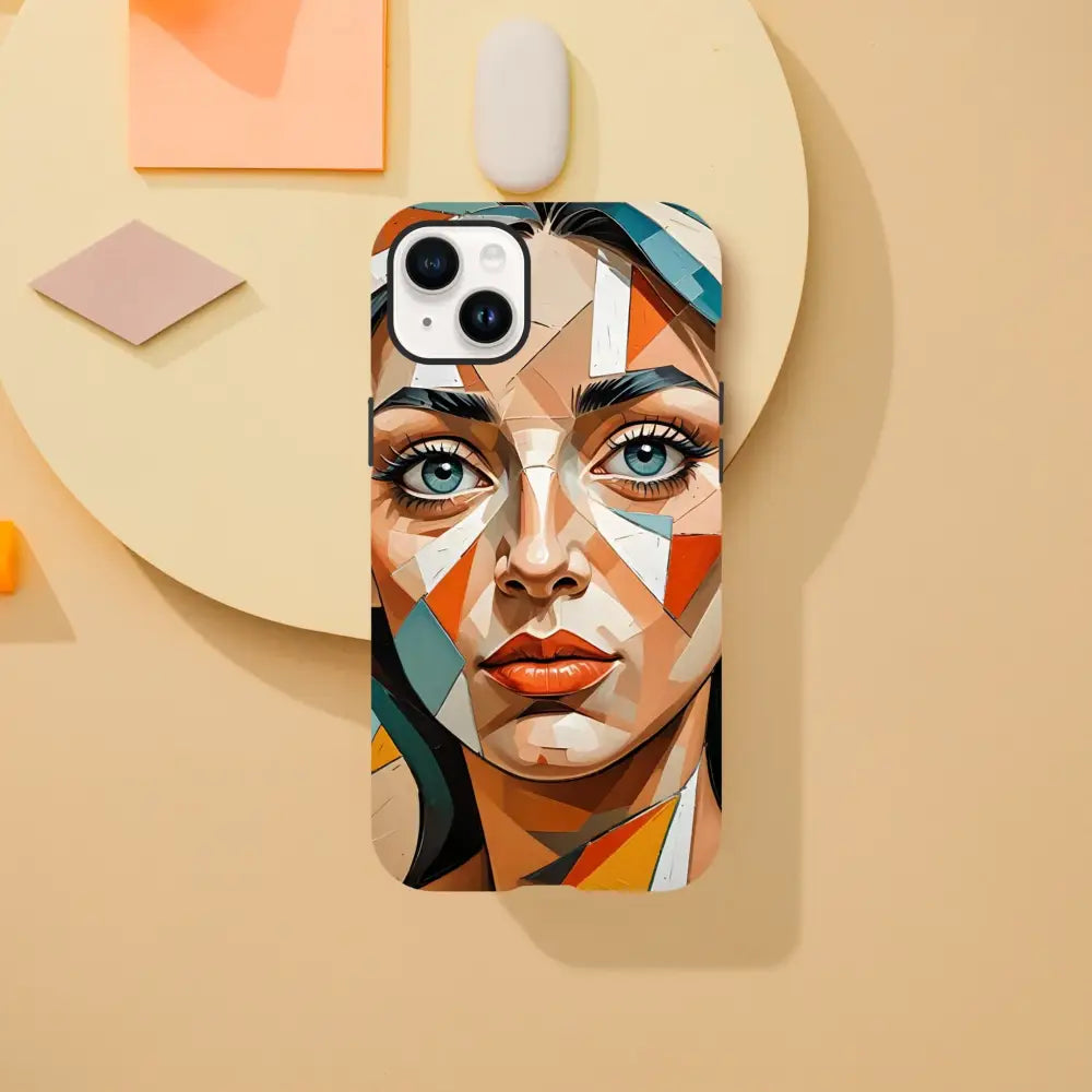IPhone Tough Case Prismatic Portrait with geometric woman’s face design