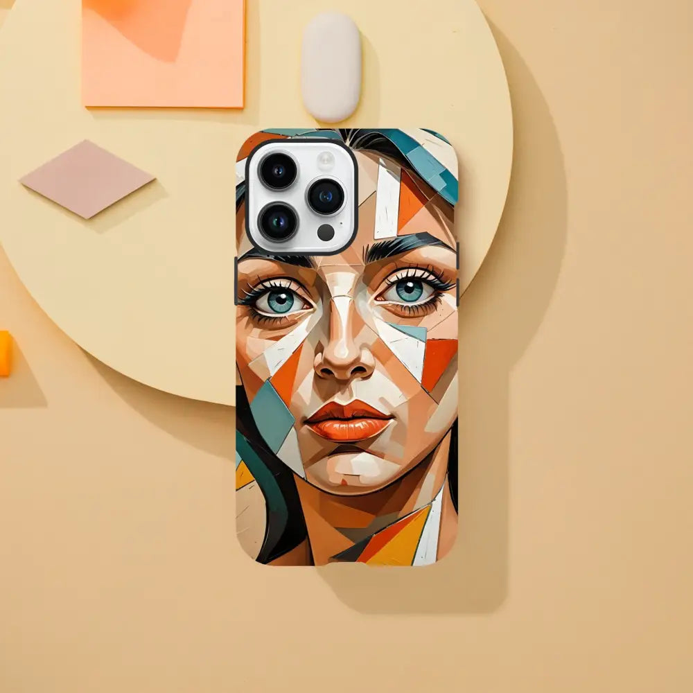 IPhone Tough Case with Geometric Woman’s Face Design from PixiOnyx Artistic Armor