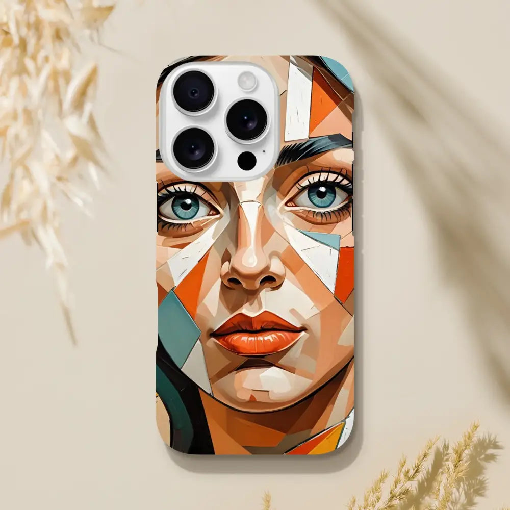 Phone case with geometric face design for iPhone from PixiOnyx Artistic Armor