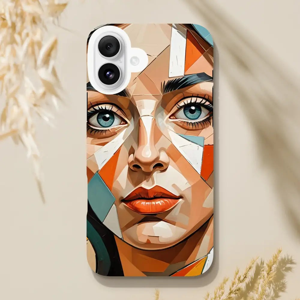 Phone case with geometric face art for iPhone Tough Case Prismatic Portrait by PixiOnyx