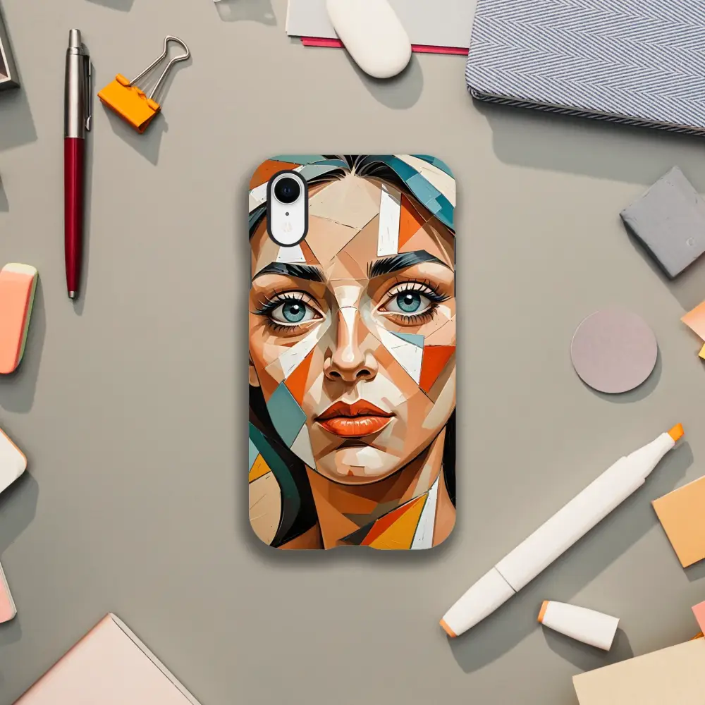 IPhone Tough Case with geometric woman’s face design from PixiOnyx Artistic Armor