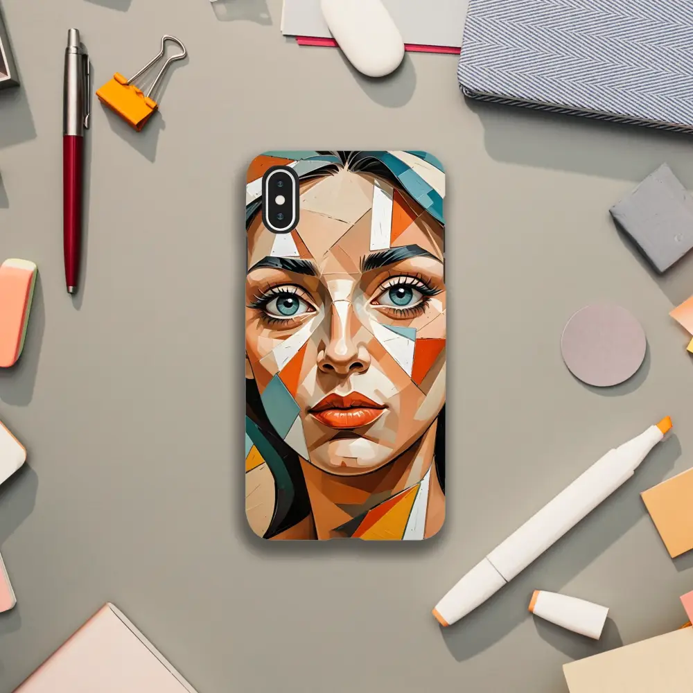 IPhone Tough Case with geometric woman’s face design from PixiOnyx Artistic Armor
