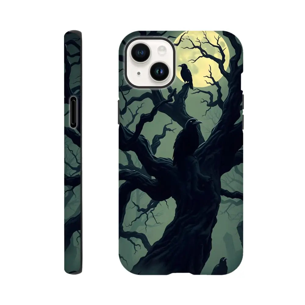 Raven-themed iPhone Tough Case with Gothic Moon Design from PixiOnyx Guard Edition