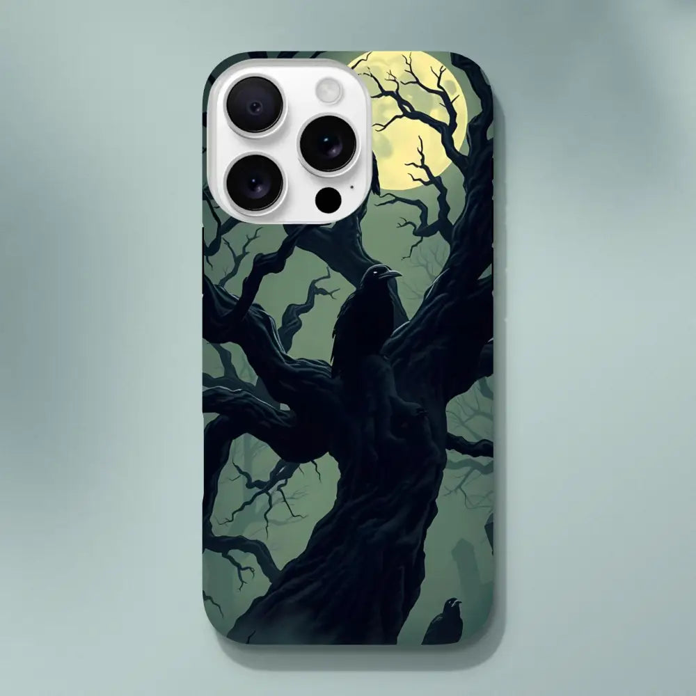 IPhone Tough Case with spooky tree and raven design from PixiOnyx Gothic Guard Edition