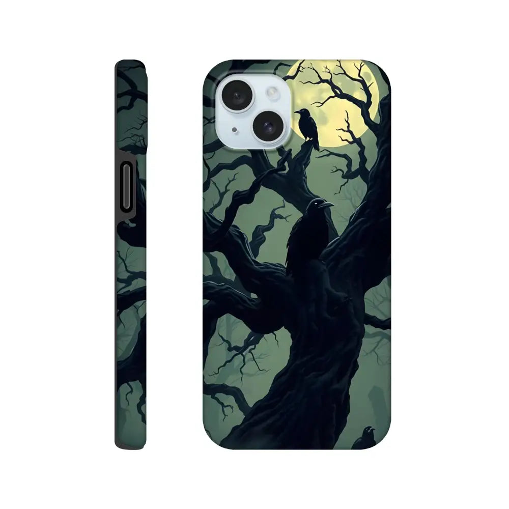 Raven-themed iPhone Tough Case from PixiOnyx Gothic Guard Edition featuring Crooked Moon design