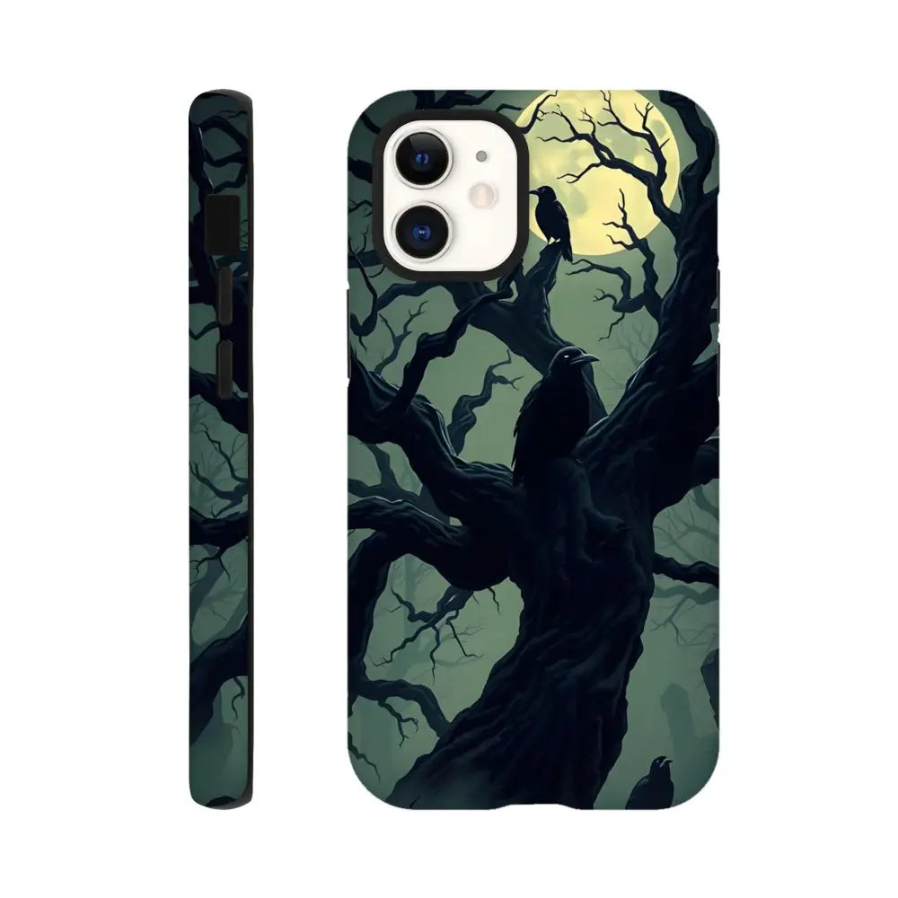 Raven-themed iPhone Tough Case from PixiOnyx Gothic Guard Edition featuring a Crooked Moon design