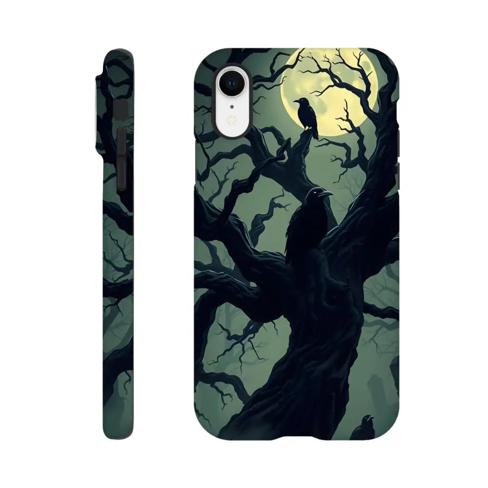 Raven-themed iPhone Tough Case from PixiOnyx Gothic Guard Edition featuring Crooked Moon artwork