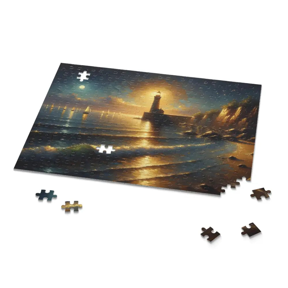 Lighthouse scene jigsaw puzzle from PixiOnyx Painterly Coastal Art