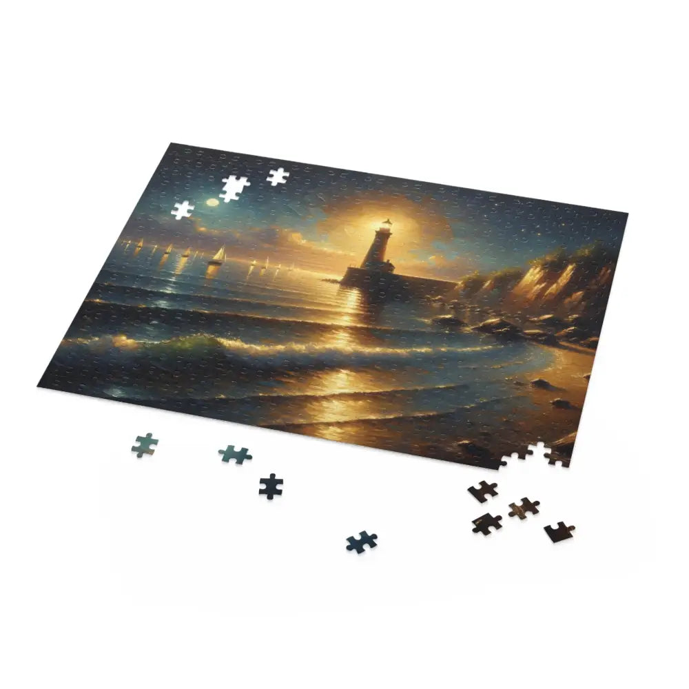 Lighthouse scene jigsaw puzzle from PixiOnyx Painterly Coastal Art collection
