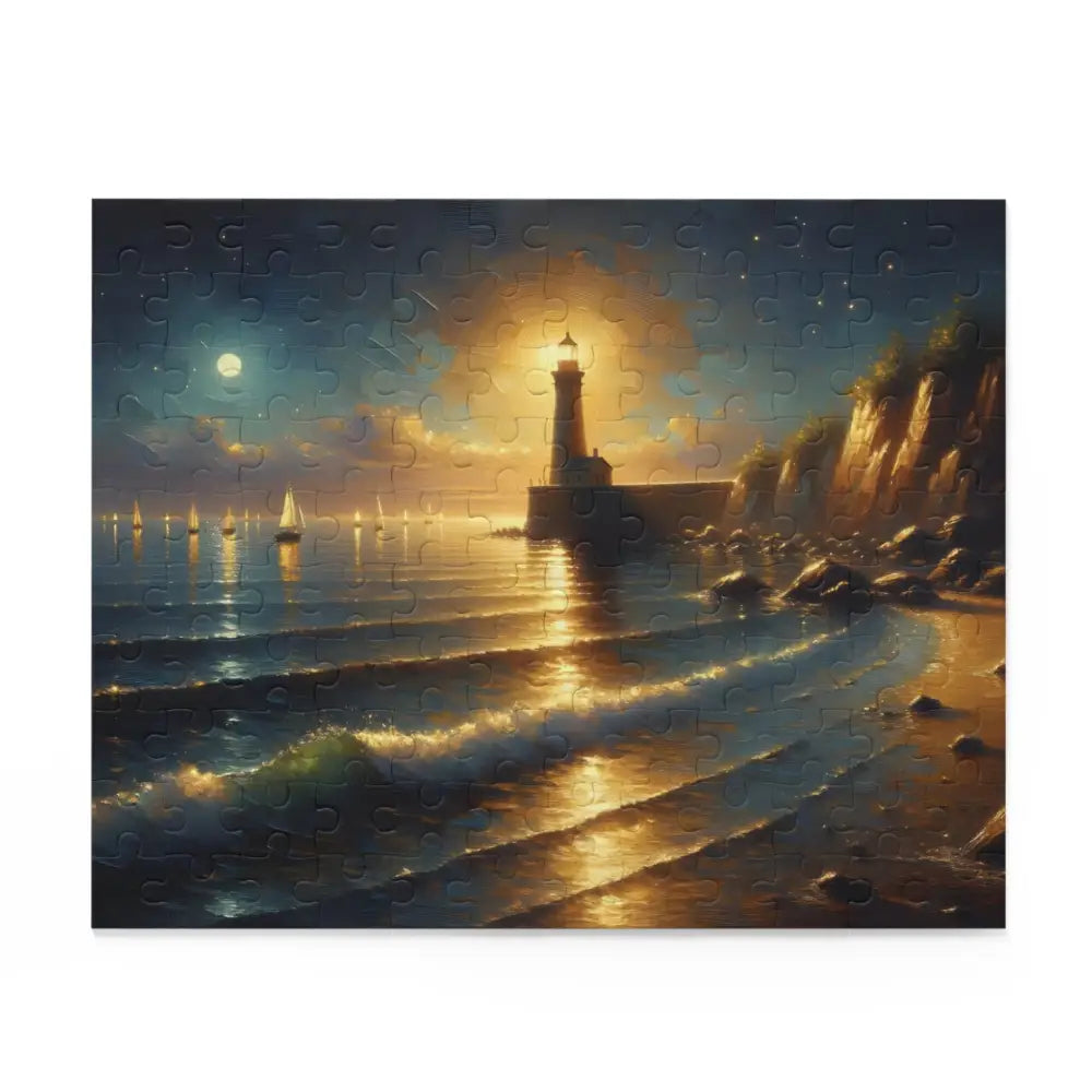 Lighthouse puzzle from Jigsaw Puzzle Beacon of the Quiet Tide by PixiOnyx Painterly Coastal Art