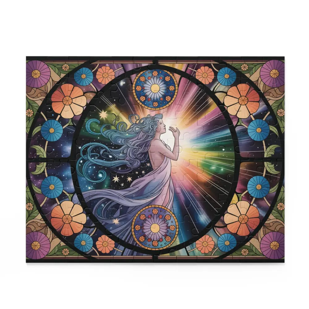 Stained-glass-style Jigsaw Puzzle Celestial Bloom from PixiOnyx Cosmic Puzzle Art