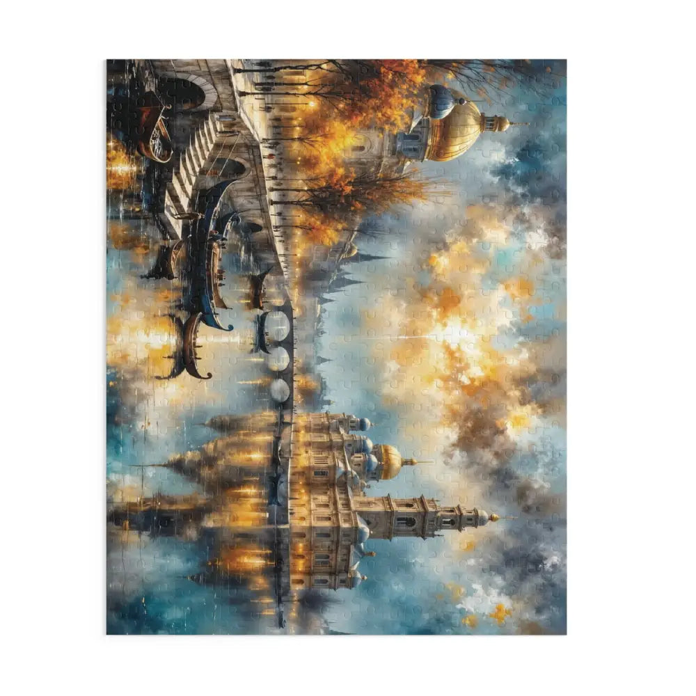 Vibrant city scene with reflections, classical architecture, and glowing lights for tranquil gondolas converge meditative solo play captivating family nights jigsaw puzzle