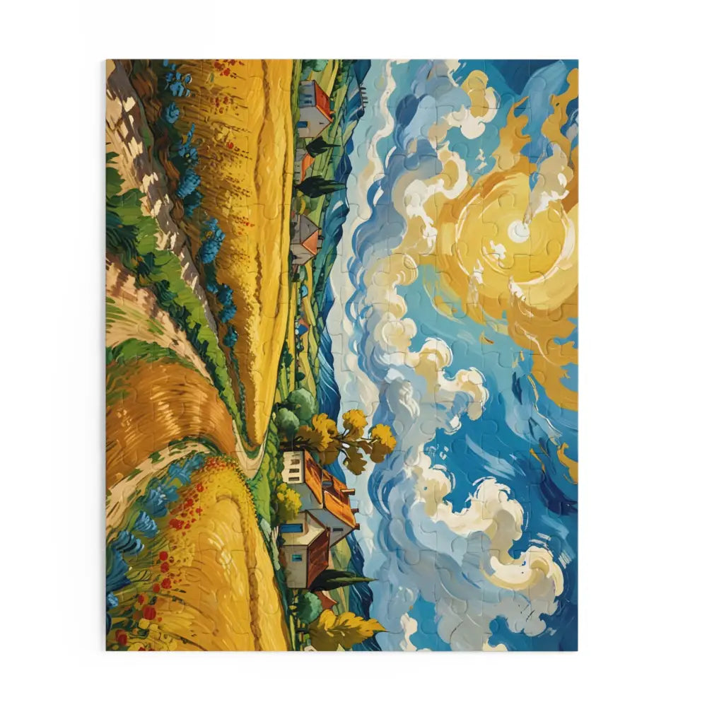 Impressionistic landscape jigsaw puzzle from Golden Fields Reverie by PixiOnyx Painted Horizon Series
