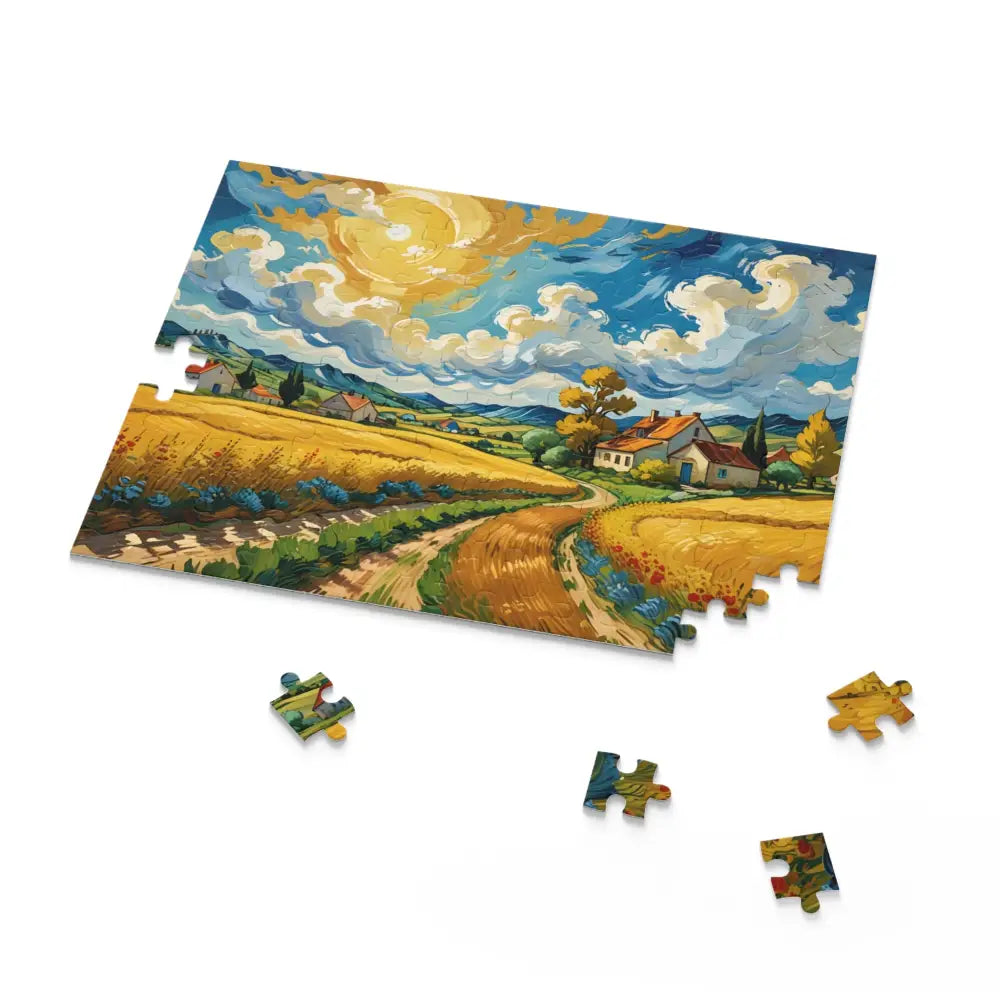 Landscape puzzle with missing pieces from PixiOnyx Golden Fields Reverie series