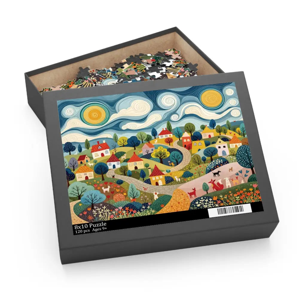 Jigsaw puzzle Hillside Harmony by Honson Ventures Limited featuring Gnaftis House Flat scene