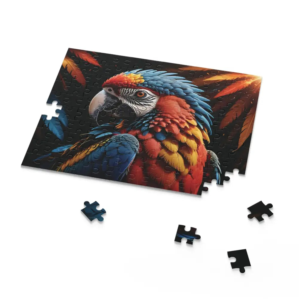 Parrot puzzle with missing pieces from Macaw Ascension Jigsaw Puzzle by PixiOnyx Tropical Dreamcore
