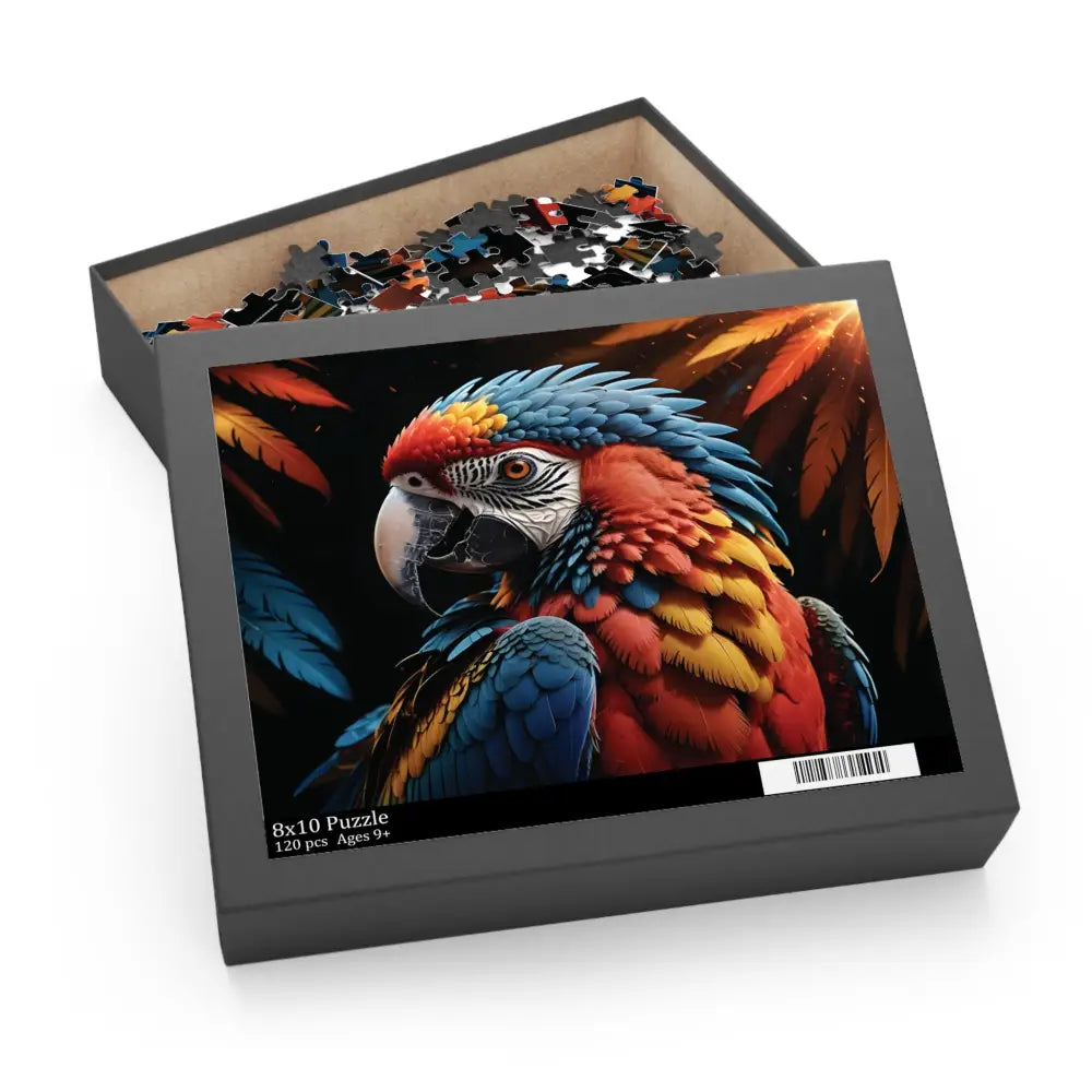 Jigsaw Puzzle of a Macaw Parrot in a box from PixiOnyx Tropical Dreamcore series