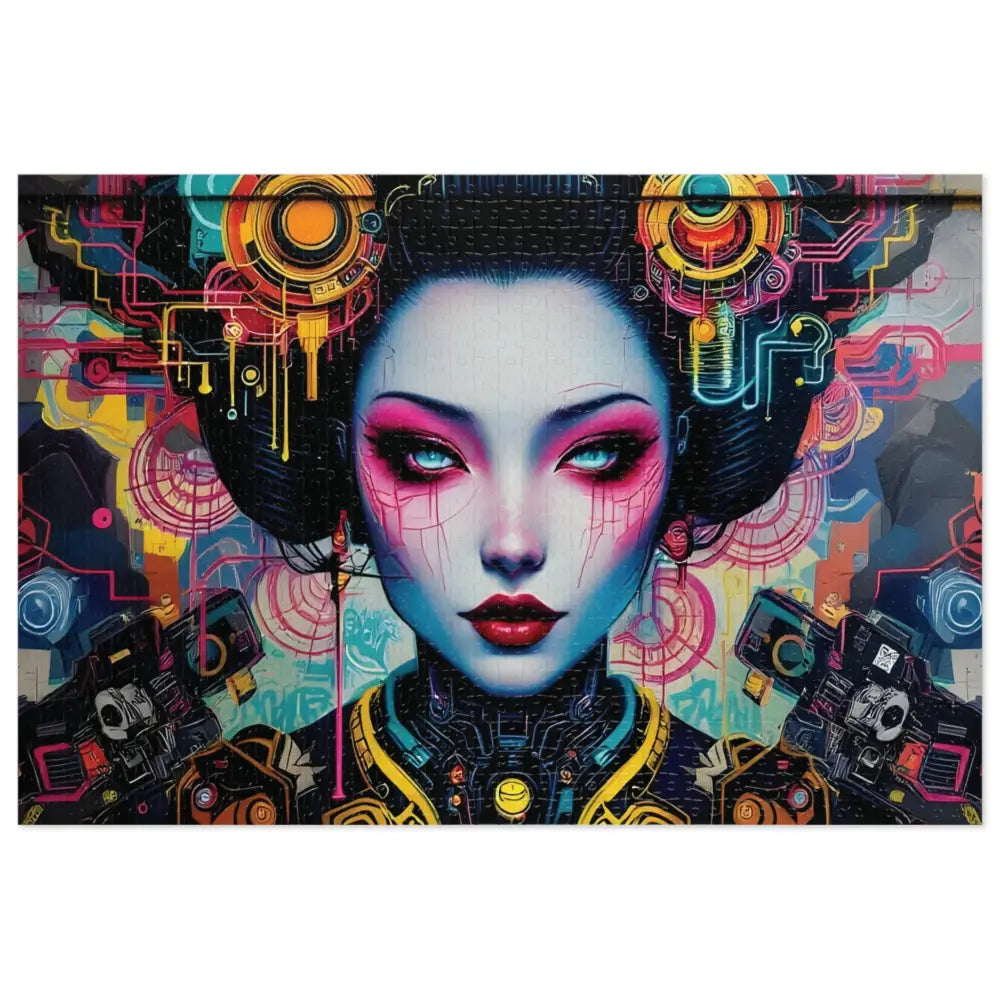 Cyberpunk geisha artwork for Jigsaw Puzzle Mech Shrine Geisha by PixiOnyx Art-Fusion