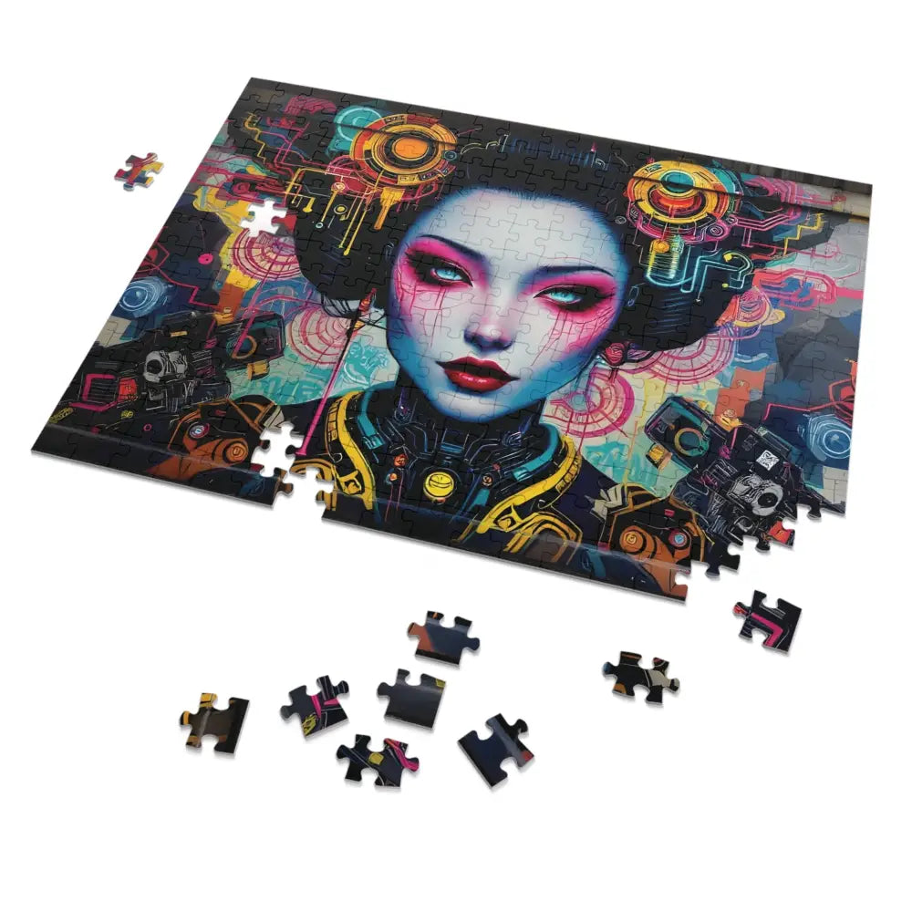 Cyberpunk Geisha puzzle from PixiOnyx Art-Fusion Urban Brain Teaser product