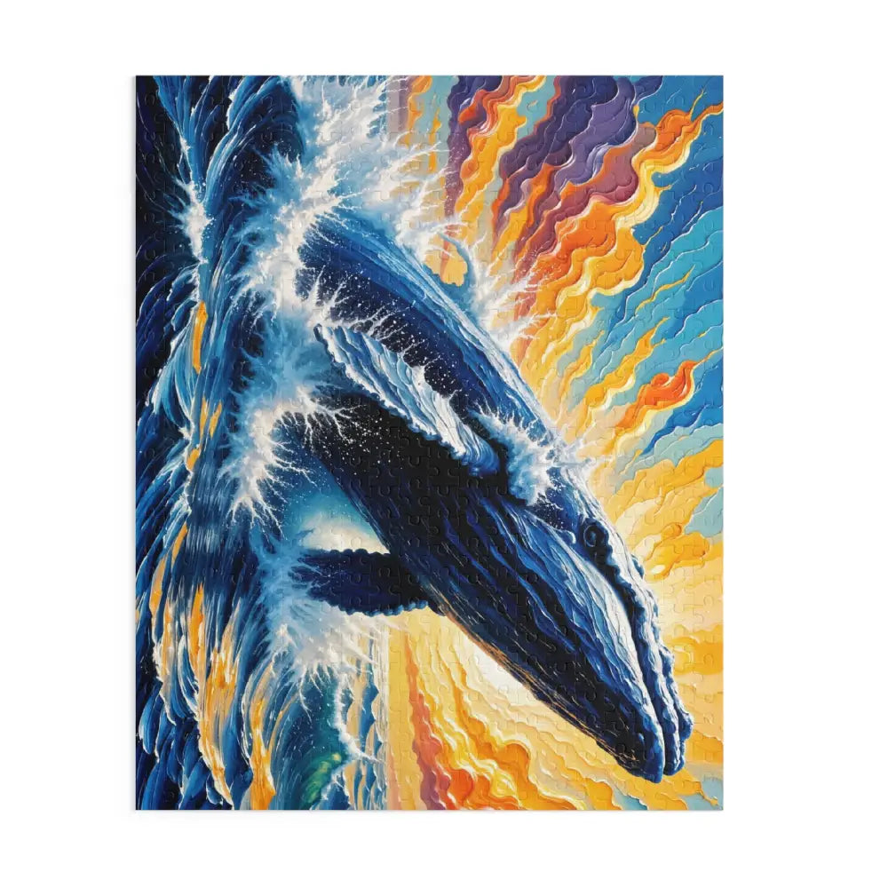Vibrant Ocean King cosmic marine marvel bursting from swirling waters puzzle artwork