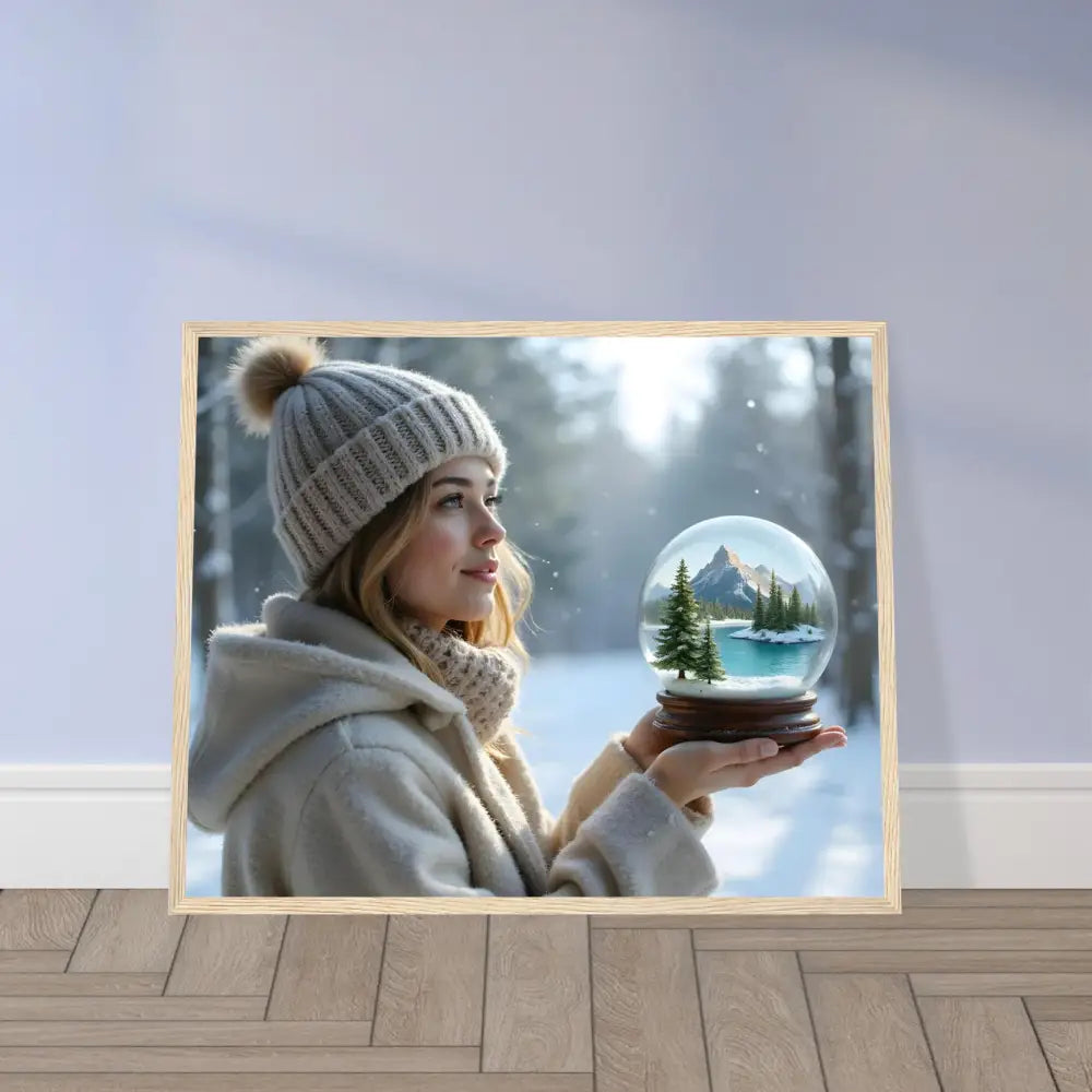 Framed winter scene art displayed in Kept in Glass PixiOnyx Matte Print
