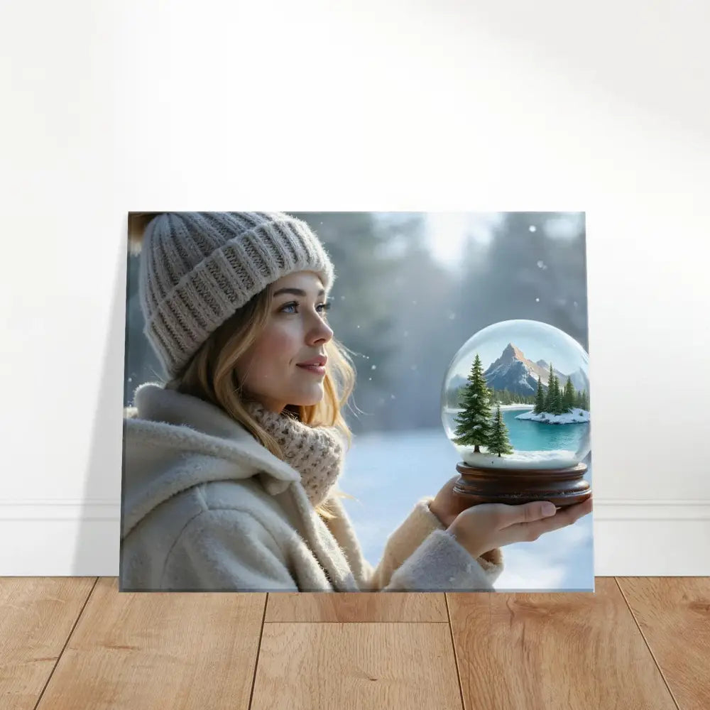 Winter-themed canvas print featuring a girl, part of PixiOnyx Surreal Wall Art collection