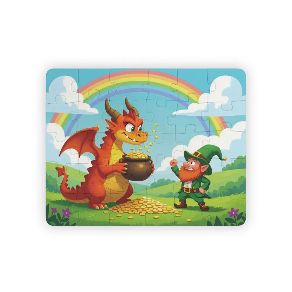 Cartoon dragon and leprechaun puzzle from Kids Jigsaw Puzzle Lucky Loot Negotiations PixiOnyx