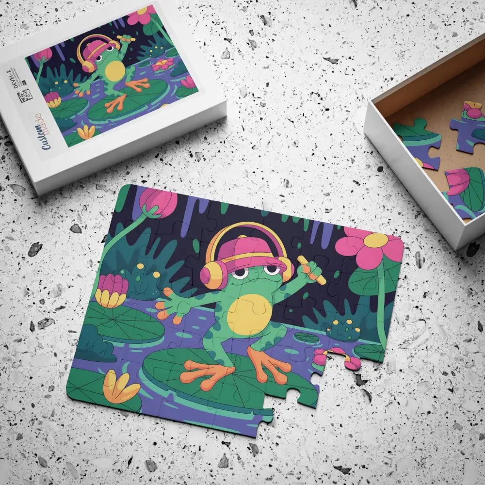 Colorful Frog Jigsaw Puzzle for Kids from PixiOnyx Whimsical Learning Toy