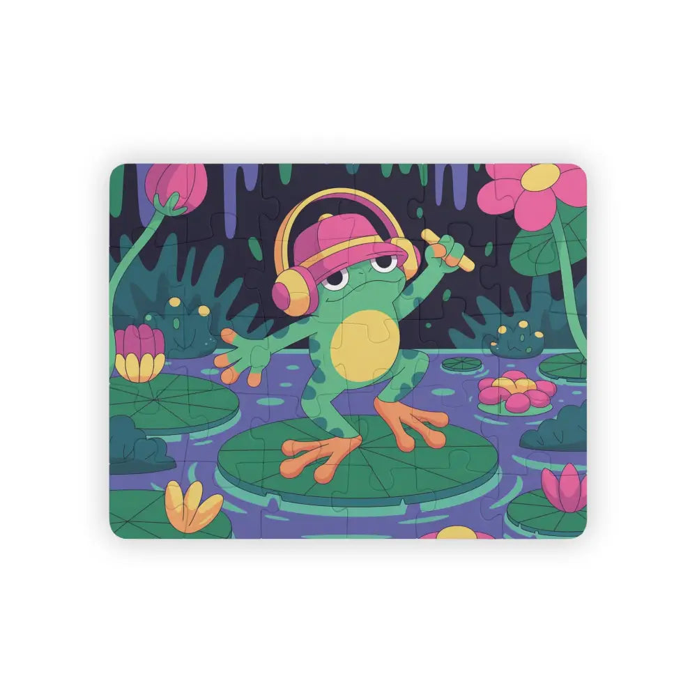 Colorful Frog Puzzle with Headphones for Kids from PixiOnyx Whimsical Learning Toy