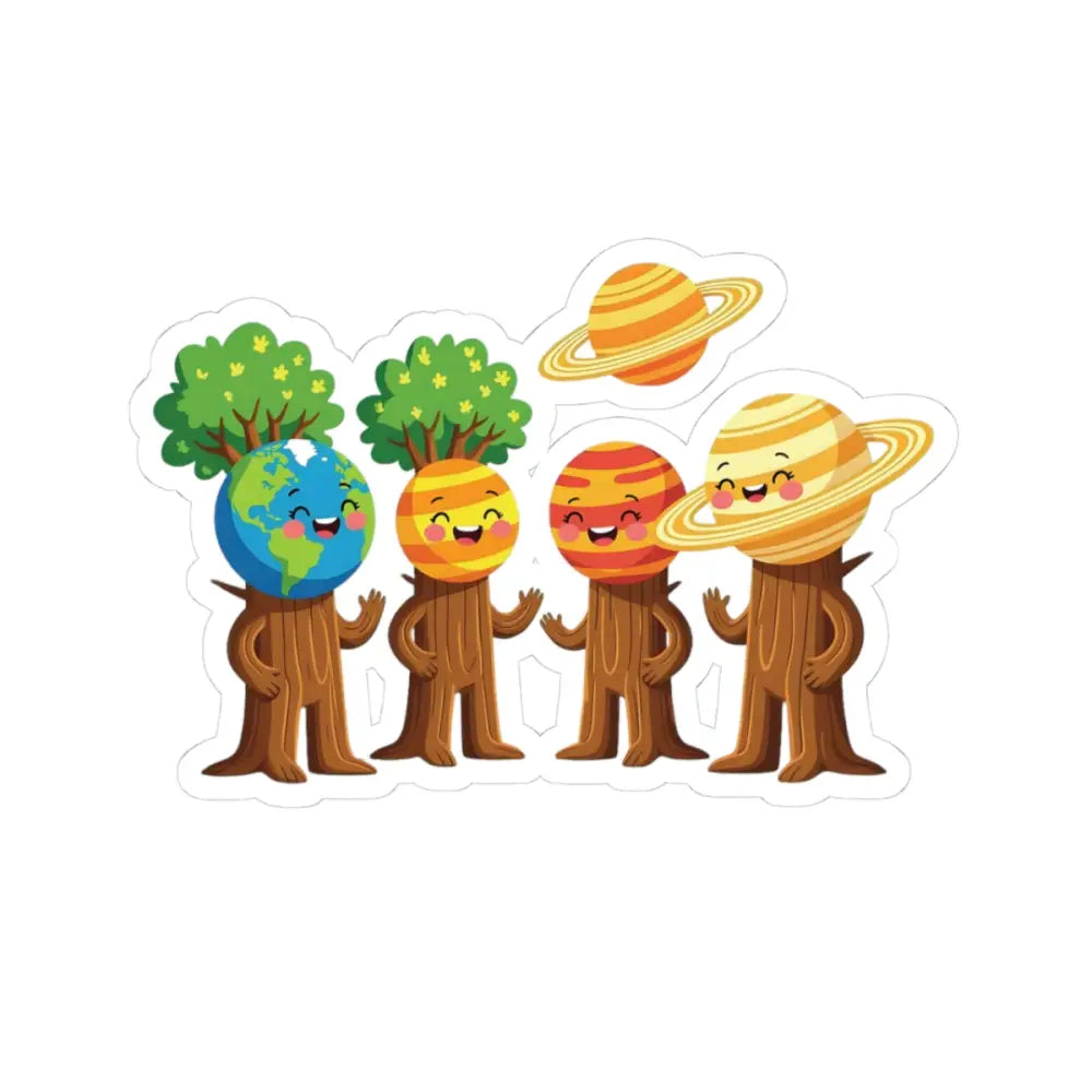 Cartoon planet characters from PixiOnyx Planetfolk Series on Kiss-Cut Sticker