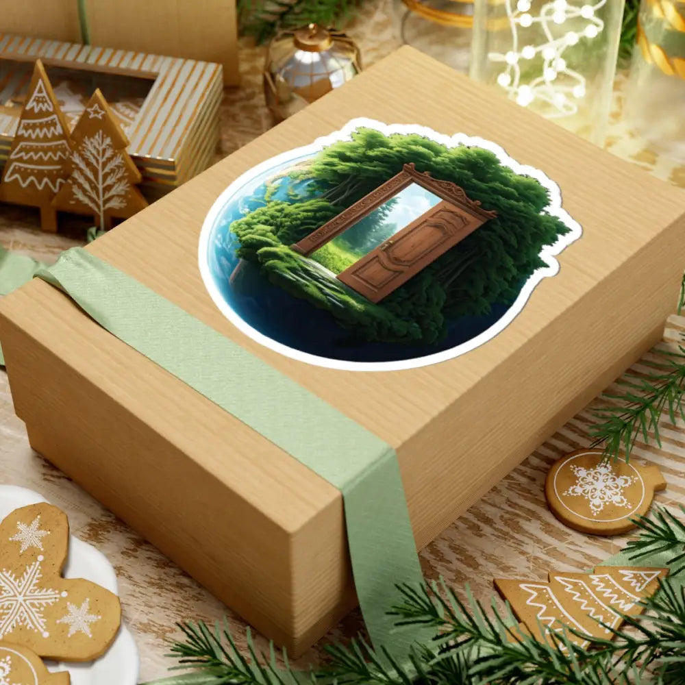 Gift box with a Nature-Themed Sticker from Kiss-Cut Sticker Door to Earth PixiOnyx Series