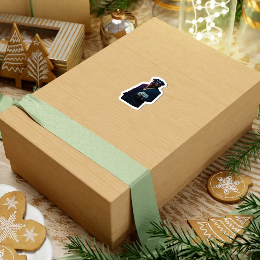 Wrapped gift box featuring Kiss-Cut Sticker Kingpin K9 PixiOnyx Authority Series