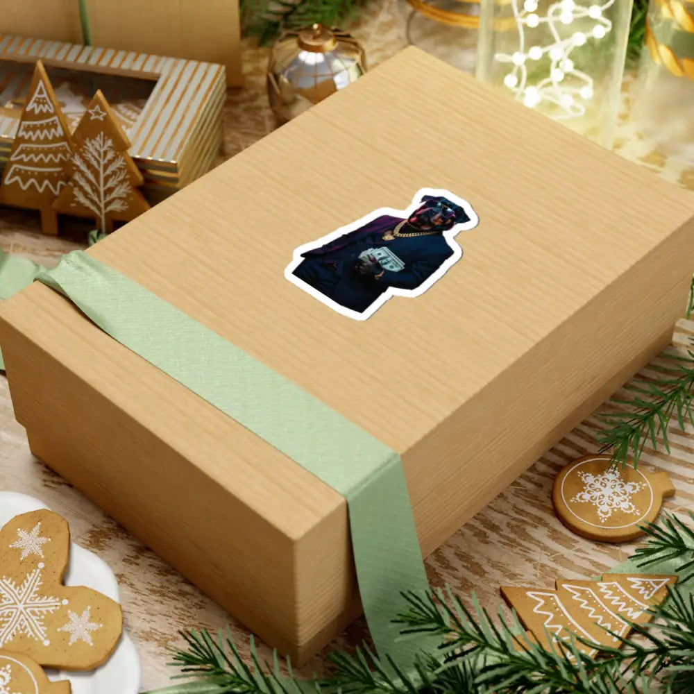 Wrapped gift box displaying the Kiss-Cut Sticker from Kingpin K9 PixiOnyx Authority Series