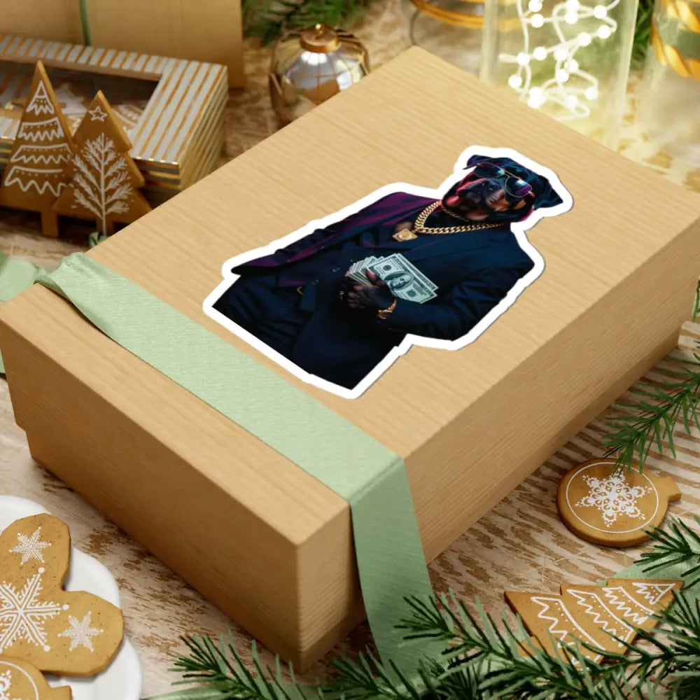 Gift box with dog sticker from Kiss-Cut Sticker Kingpin K9 PixiOnyx Authority Series