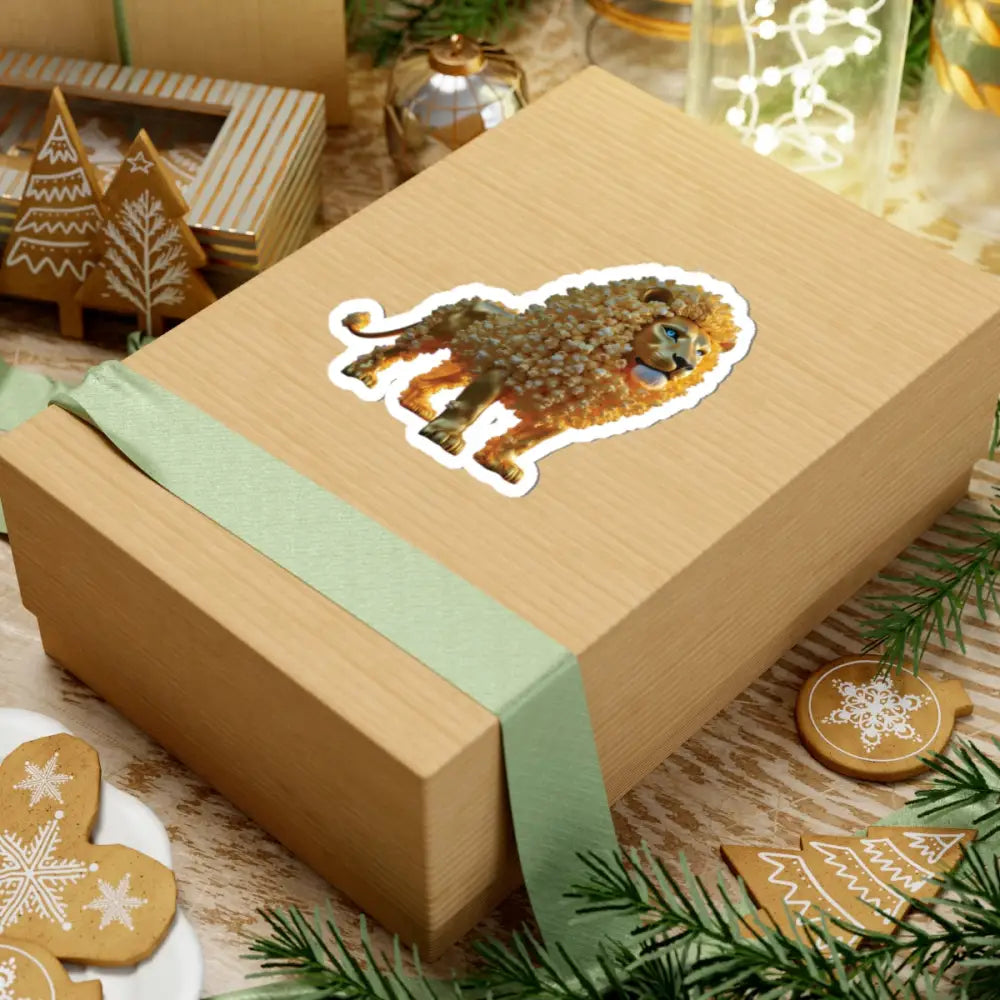 Gift box with Lion sticker from PixiOnyx SnackBeasts Series Kiss-Cut Sticker Popcorn Lion