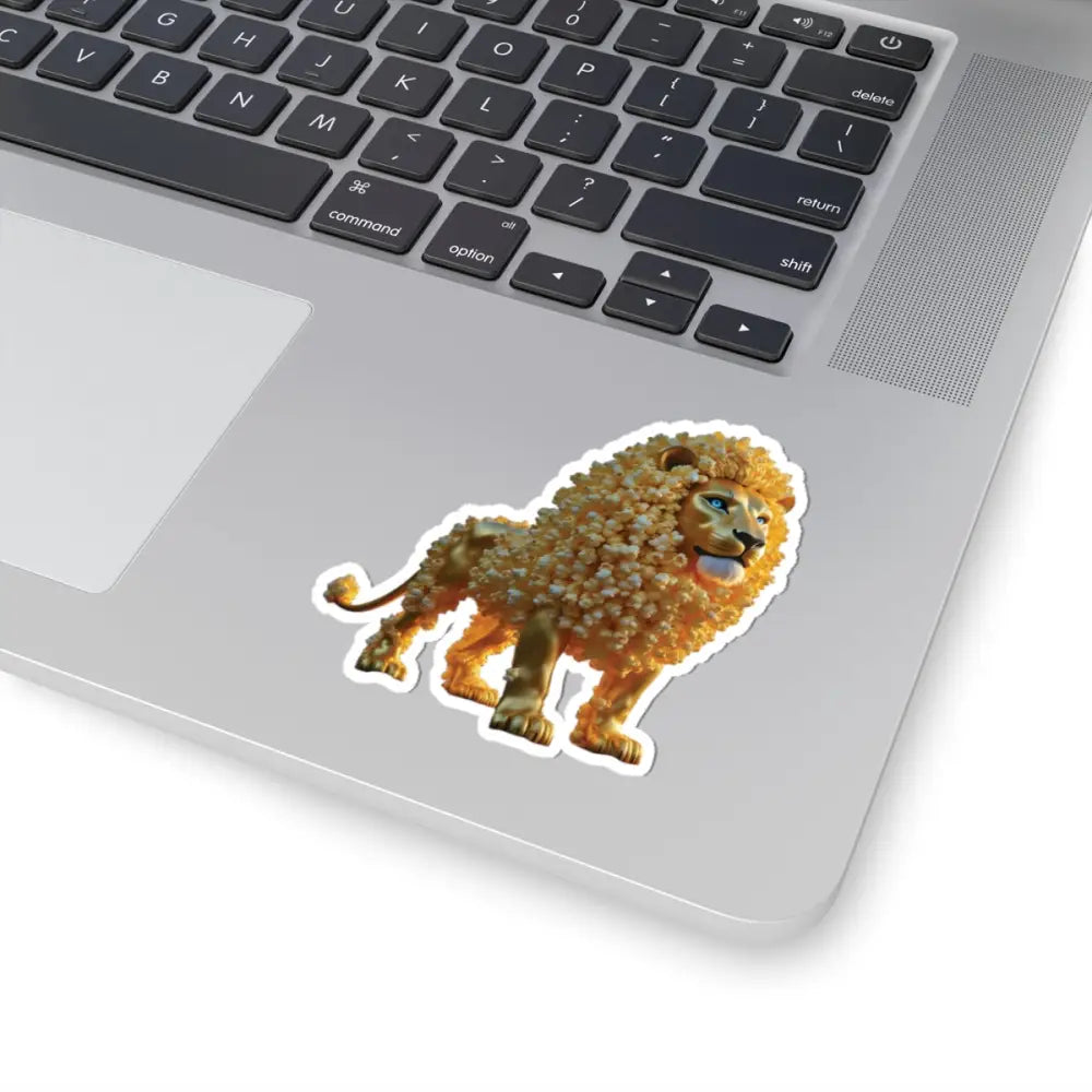 Lion sticker with popcorn-like mane from PixiOnyx SnackBeasts Series Kiss-Cut Sticker