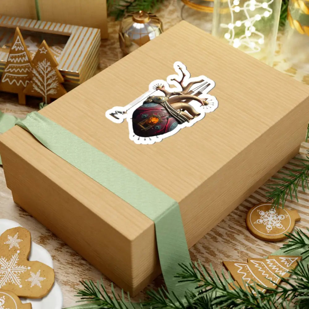 Gift box with Steampunk Heart Kiss-Cut Sticker from PixiOnyx Clockwork Curiosities Series