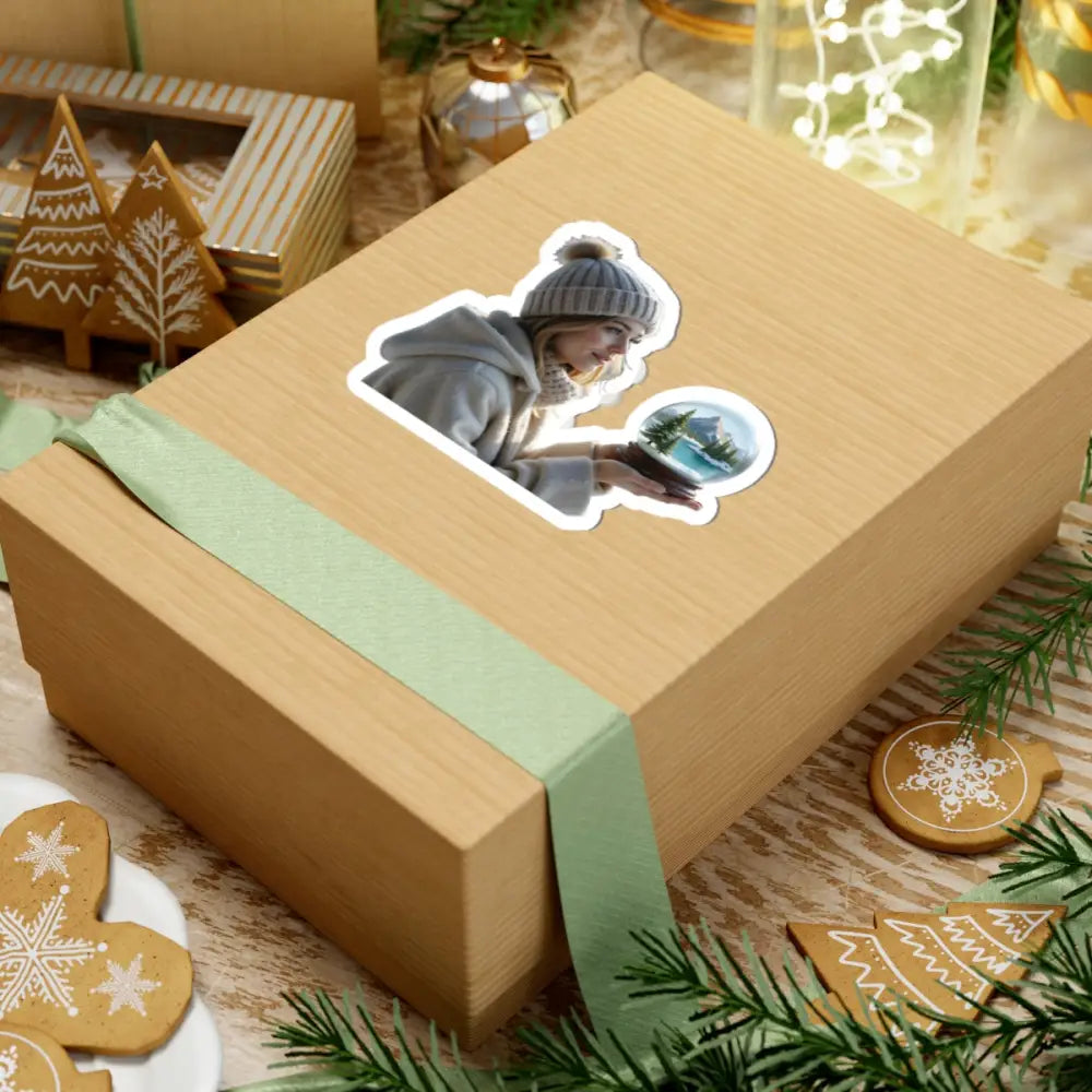 Gift box with a sticker from PixiOnyx Snow Globe Whimsy Series Winter Wonder