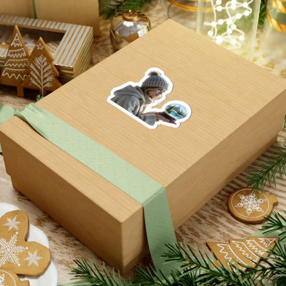 Wrapped gift box from Kiss-Cut Sticker Winter Wonder PixiOnyx Snow Globe Whimsy Series