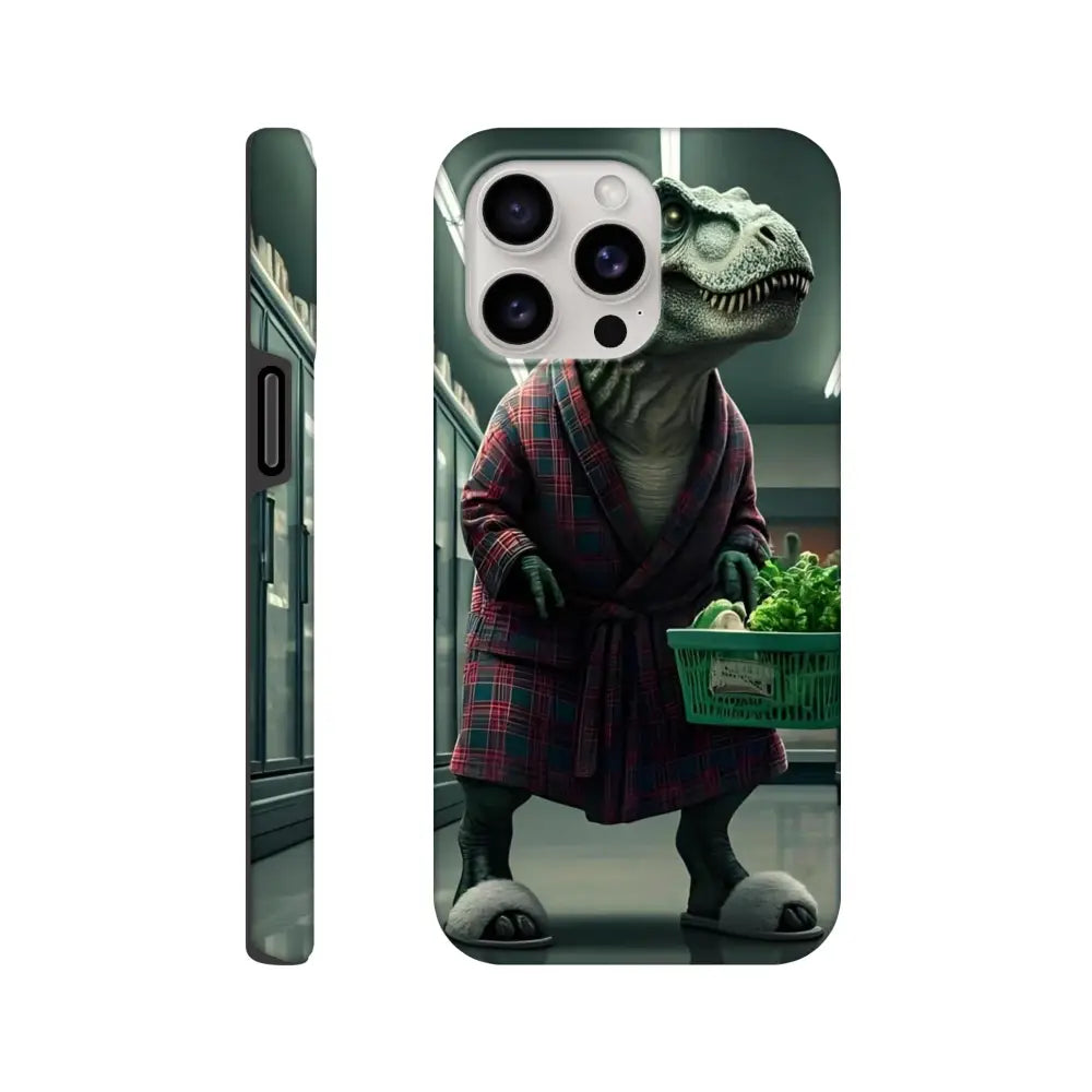 Humorous Dinosaur Phone Case on Late-Night Grocery Rex iPhone Tough Case by PixiOnyx