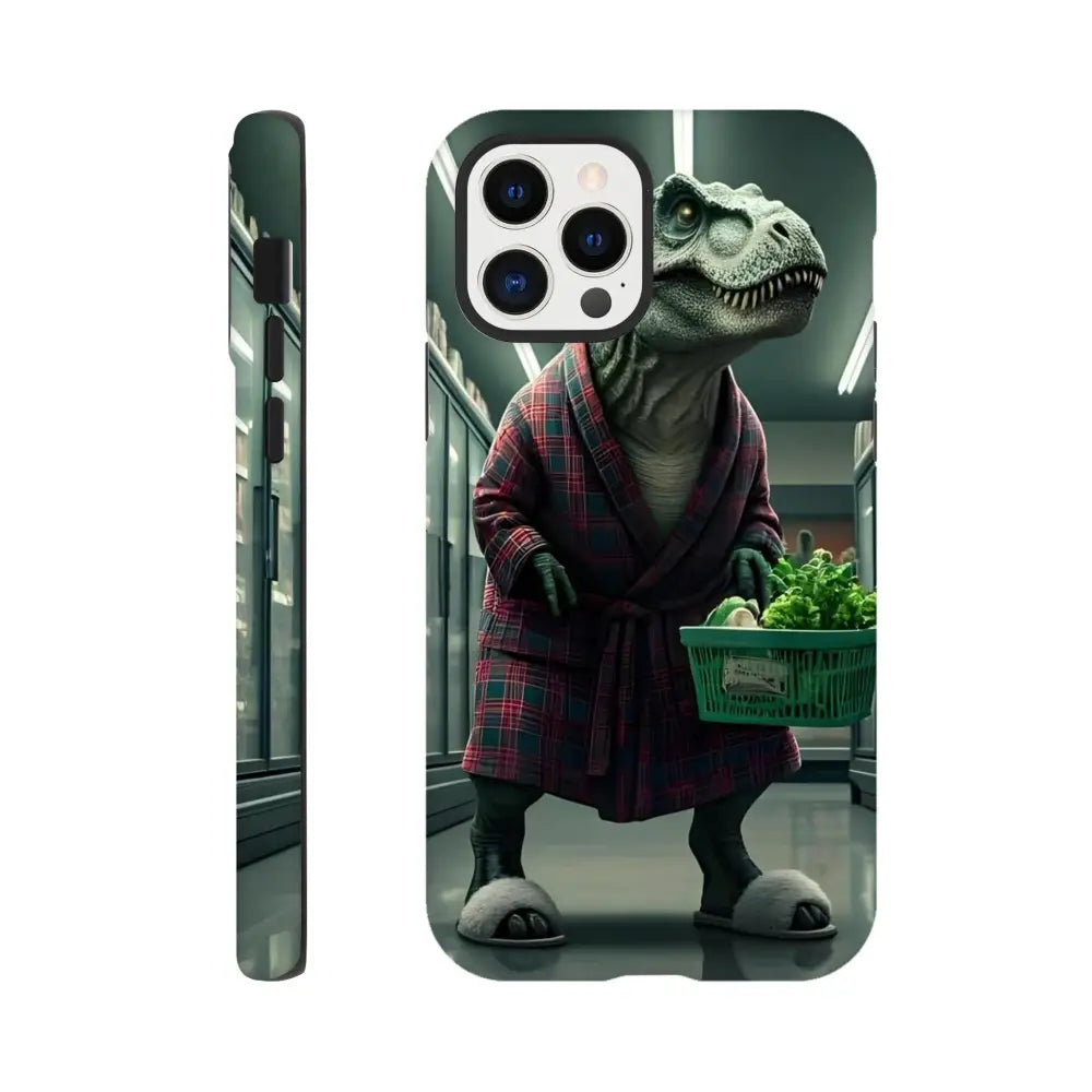 Dinosaur in a robe on a Phone Case for Late-Night Grocery Rex iPhone Tough Case