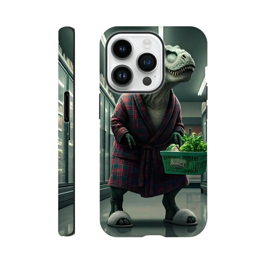 Dinosaur in robe Phone case from Late-Night Grocery Rex iPhone Tough Case collection
