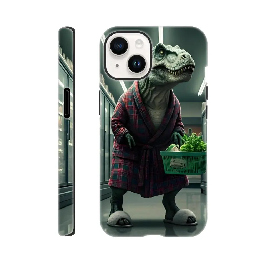 Dinosaur in robe Phone case for iPhone from PixiOnyx featuring prehistoric character